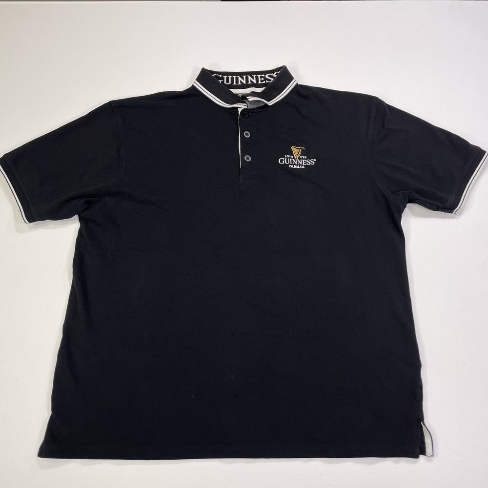 Guinness‎ Beer Dublin Polo Men’s XL Black Short Sleeve Merchandise Embroidered